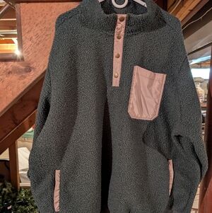 NWOT Never Worn Lands' End Dark Green Soft Fleece Pullover 3XL Tall